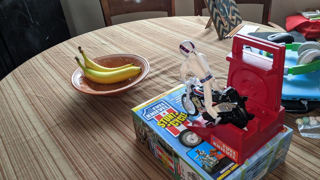 Evel Knievel Stunt Cycle and bananas