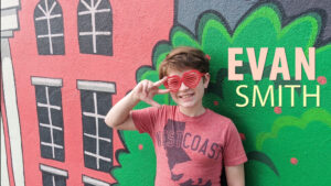 Evan Smith posing in funky glasses