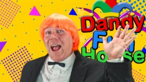 Neil Dandy with Dandy Fun House logo