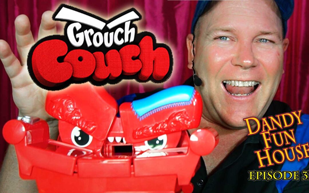 Dandy FUn House episode 32 featured image of Neil Dandy holding Grouch Couch with logo and episode number