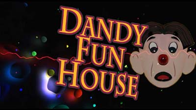dandy fun house logo with operation game character