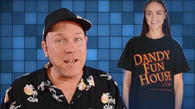neil dandy with image of a girl wearing a dandy fun house t-shirt