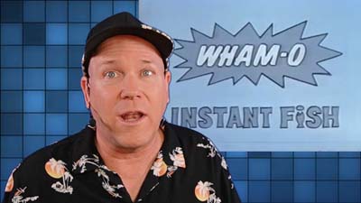 neil dandy with a vintage image of a wham-o instant fish advertisement