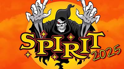 SPIRIT STORE 2025 graphic showing a hooded skeleton and the SPIRIT logo