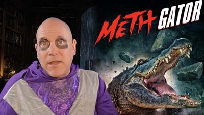 necro neil dandy next to promotional image for the movie meth gator