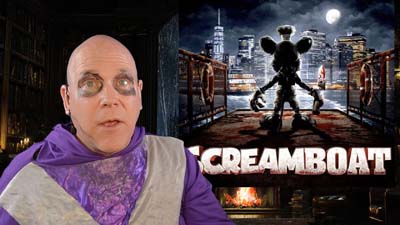 necro neil dandy next to promotional image for the movie screamboat