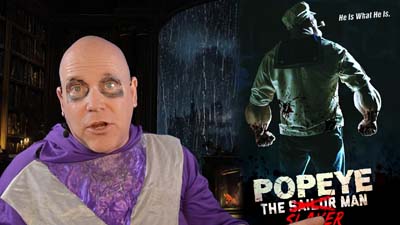 necro neil dandy next to promotional image for the movie popeye the slayer man