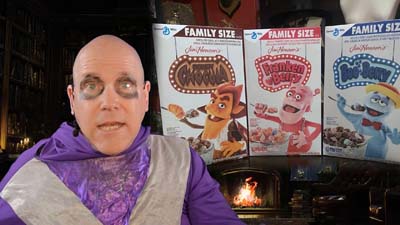 necro neil dandy next to the jim henson monster cereal boxes