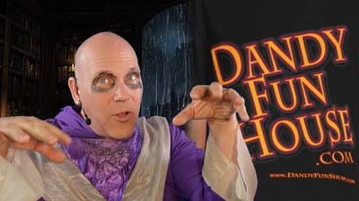 necro neil dandy next to dandyfunhouse.com logo