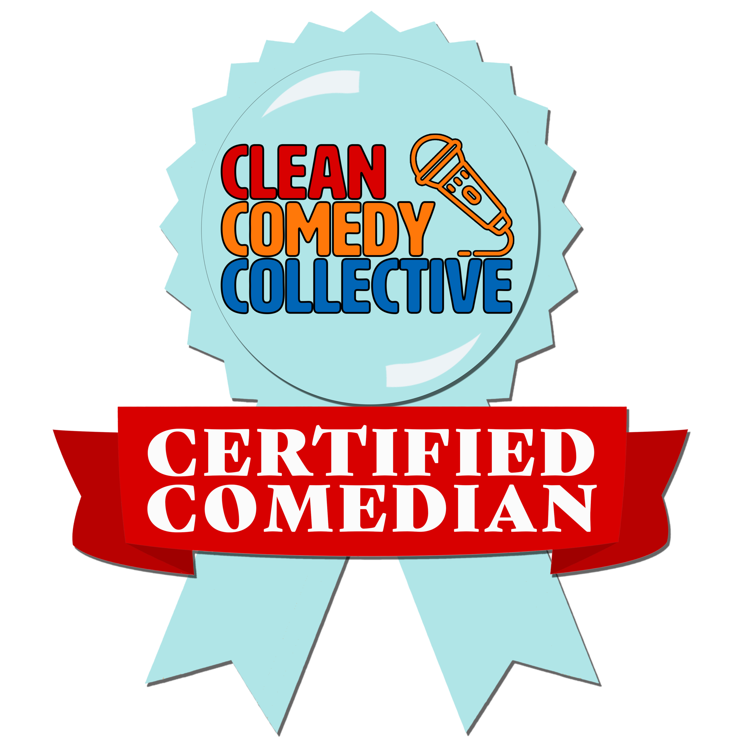 Clean Comedy Collective Certified Comedian ribbon
