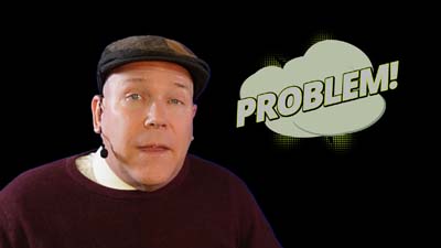 neil dandy with a text graphic that says problem