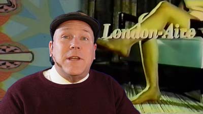 neil dandy with an ad for london aire hosiery