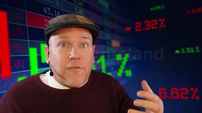 neil dandy with a graphic of a digital stock ticker