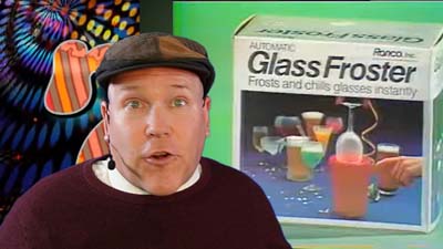 neil dandy with a picture of the ronco glass froster package