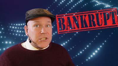 neil dandy with a graphic that says bankrupt