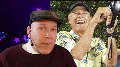 neil dandy with a picture of ron popeil playing with a pocket fisherman