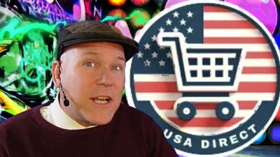 neil dandy with the logo for the usa direct shopping channel