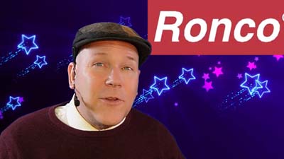 neil dandy with the 90s version of the ronco logo