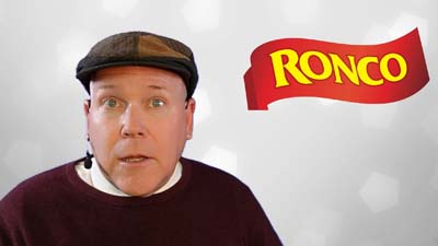 neil dandy with a 2000's version of the ronco logo