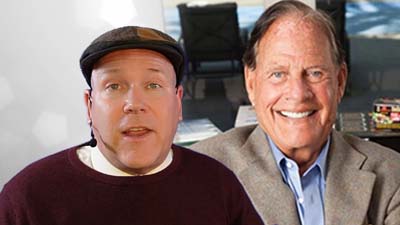 neil dandy with a picture of an older ron popeil, likely from the 2000's
