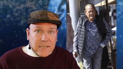 neil dandy with a picture of an elderly ron popeil