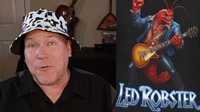 neil dandy with led robster (guitar playing rock n roll lobster) t-shirt design