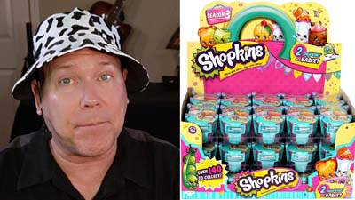 neil dandy with a package of shopkins