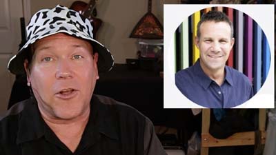 neil dandy with picture of moose toys executive paul solomon