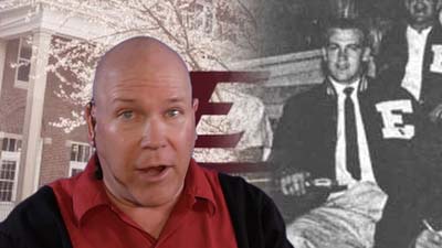 neil dandy with picture of lee majors wearing a letter sweater