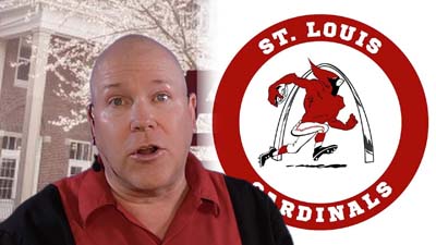 neil dandy with classic st. louis cardinals logo