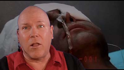 neil dandy with picture of lee majors as the six million dollar man in the operating room